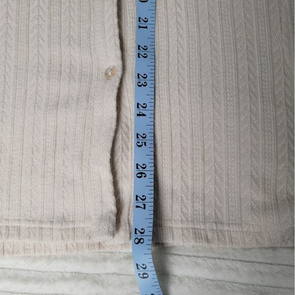 Muk Luks P1X Cream Textured Knit Cardigan Sweater Button Front Cozy Fall Layers - Picture 7 of 9